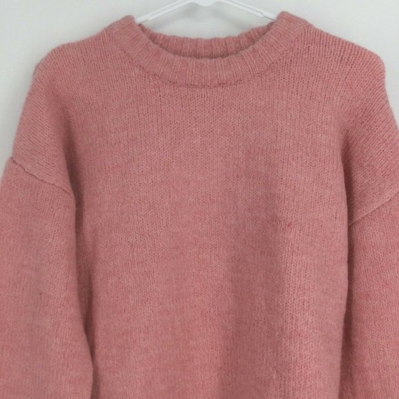 Topshop Pink Sweater Size 0-2 Deep Hem Crewneck Super Soft Side Slit New NWT - Picture 3 of 10